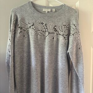 Ted Baker Gray Sweater with Lace Accents